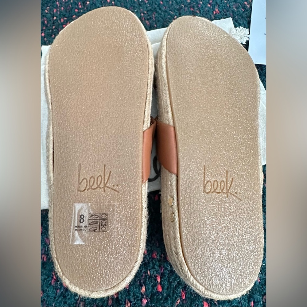 beek Twinspot Leather Platform Sandals NWT Tan Size 8 - Picture 12 of 15